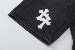 Bermuda Chrome Hearts Cross White Jeans